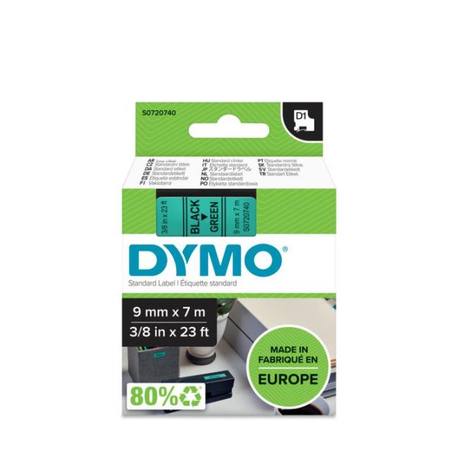 [DY720740] Self-adhesive tape Dymo D1 9 mm green/black