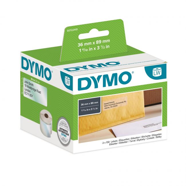 [DY722410] Self-adhesive labels Dymo LW 89x36mm address large clear plastic