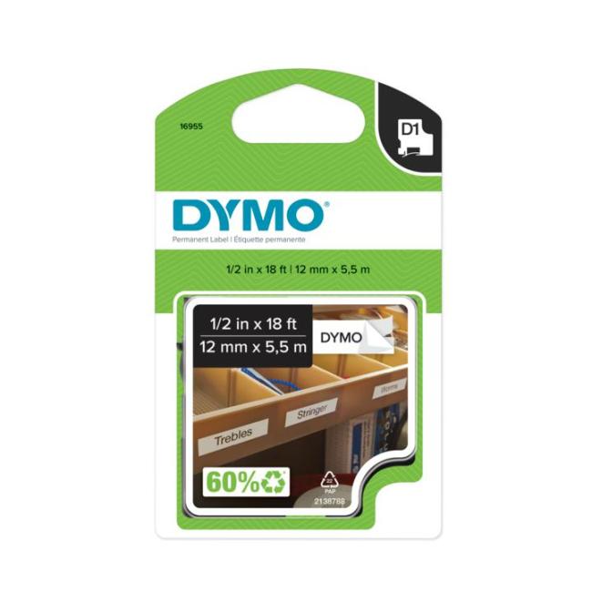 [DY978364] Permanent vinyl tape Dymo D1 12 mm white/black