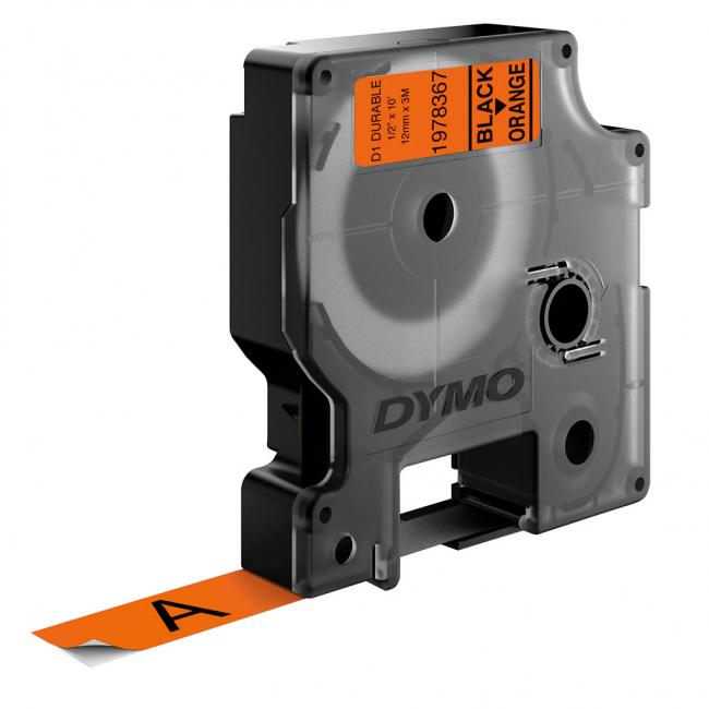Permanent vinyl tape Dymo D1 12 mm orange/black