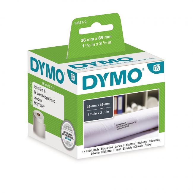Samolepiace etikety Dymo LW 89x36mm adresované veľké biele 260 ks