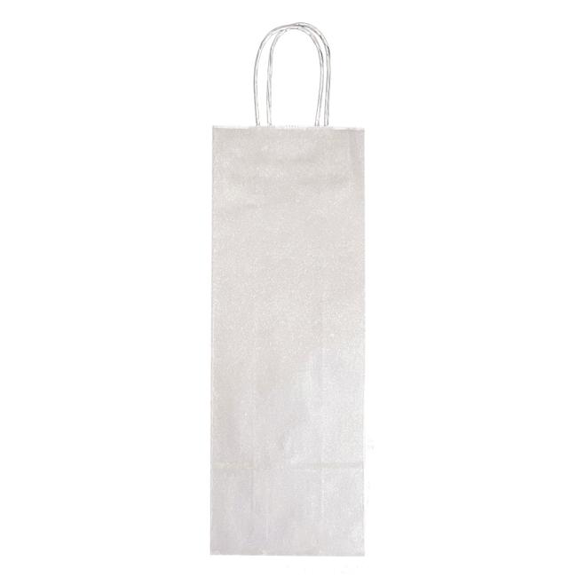 [EC061006] Paper bag for wine 140x80x390, mm silver, twisted handles in color