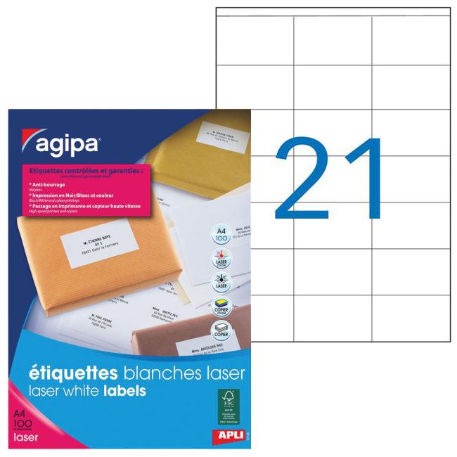 [AG119063] Etikety laser 70x42mm Agipa A4 100 hárkov