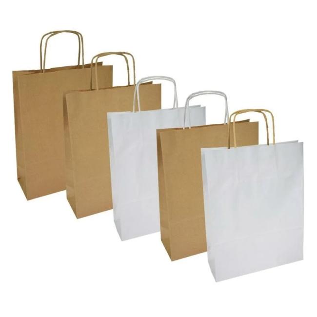 Paper bag, rolled tabs, 180x80x240mm, white
