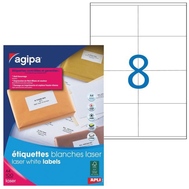 [AG119066] Etikety laser 105x72mm Agipa A4 100 hárkov