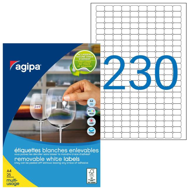 Univerzálne odnímateľné etikety 18x12mm Agipa A4 25 listov