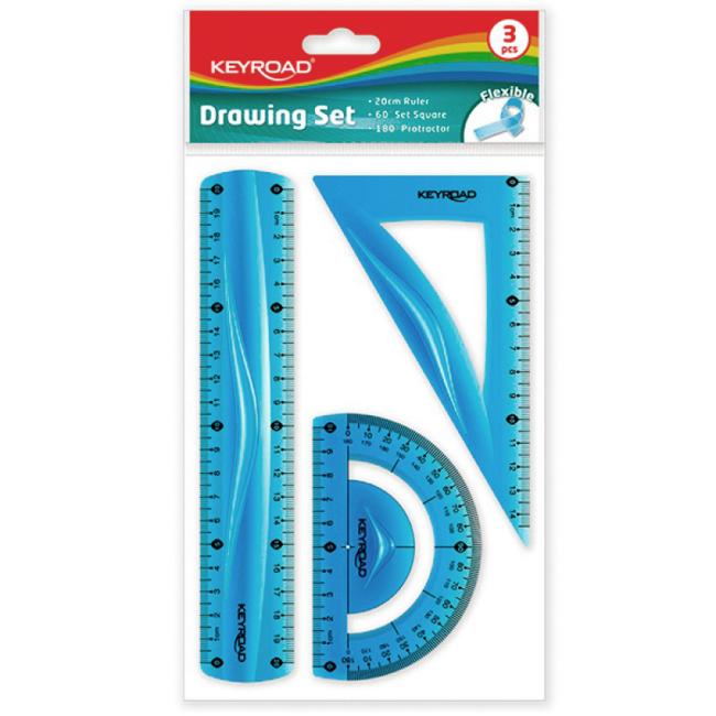 Drawing set of KEYROAD flexible rulers, mix of colors