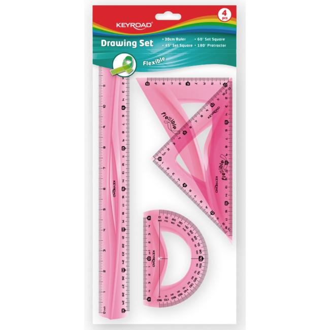 Kresliaca sada flexibilných pravítok KEYROAD, mix farieb