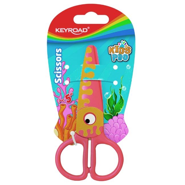 Školské nožnice KEYROAD, blister, motív rybičky, oranžové