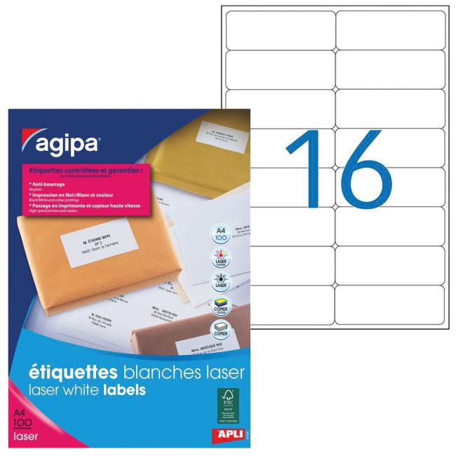 Labels laser 99.1x33.9mm Agipa A4 100 sheets