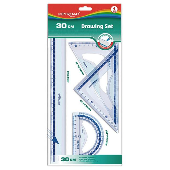 Drawing ruler set KEYROAD flexible, transparent, 30 cm