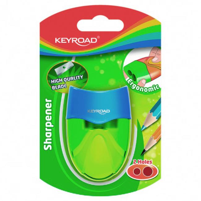 [EC971686] KEYROAD ABS + PS plastové strúhadlo s dvoma otvormi, blister, mix farieb