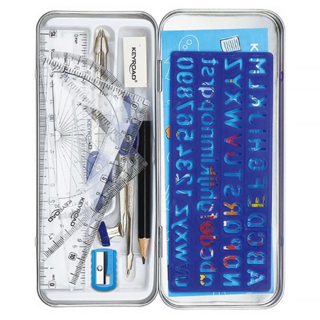 Set školských potrieb KEYROAD kovový kufrík, mix farieb