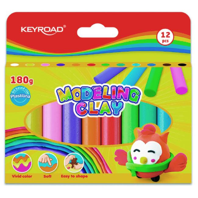 [EC971796] Plasticine KEYROAD neon, blister 12 pcs, mix of colors