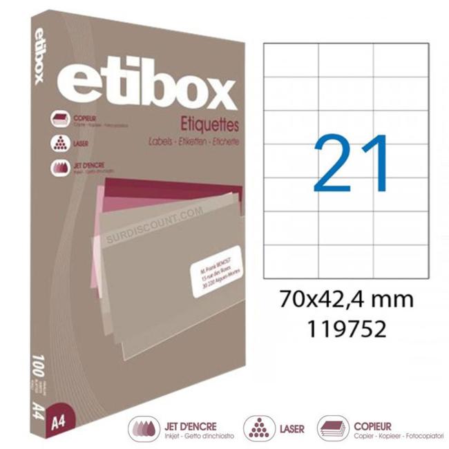 Univerzálne etikety 70x42,4mm Etibox A4 100 listov