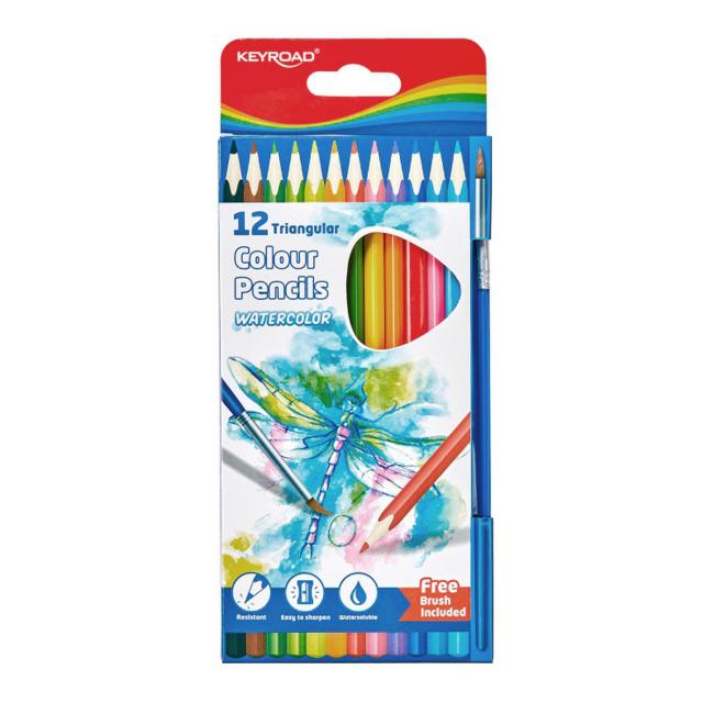 [EC971872] KEYROAD watercolor paints with a brush, 12 colors