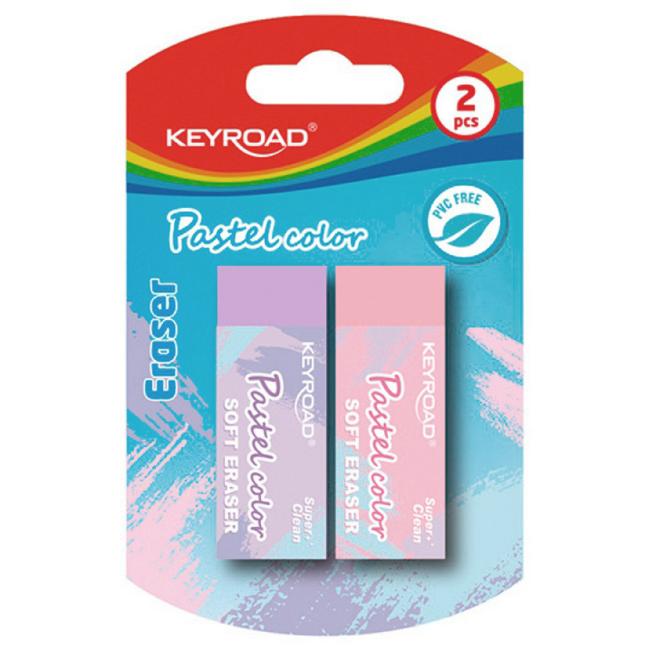 Guma KEYROAD Pastel, blister 2ks, mix farieb