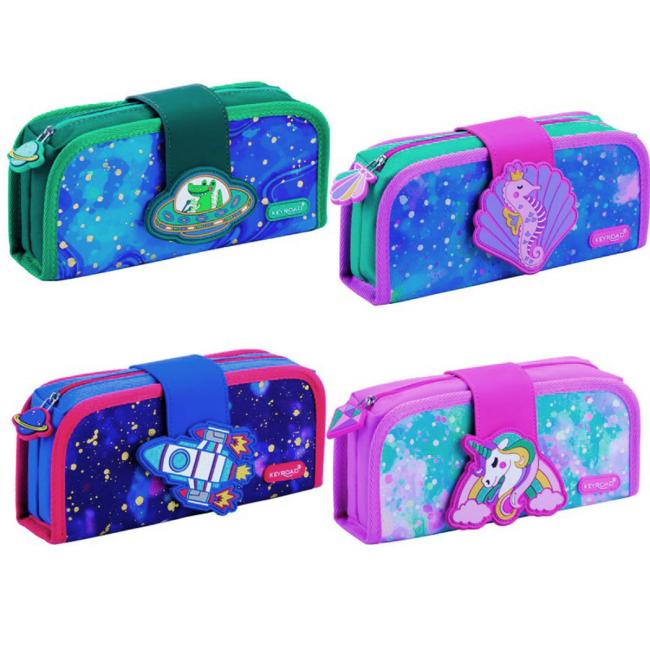 [EC972224] Empty KEYROAD pencil case, with double layer, mix of colors