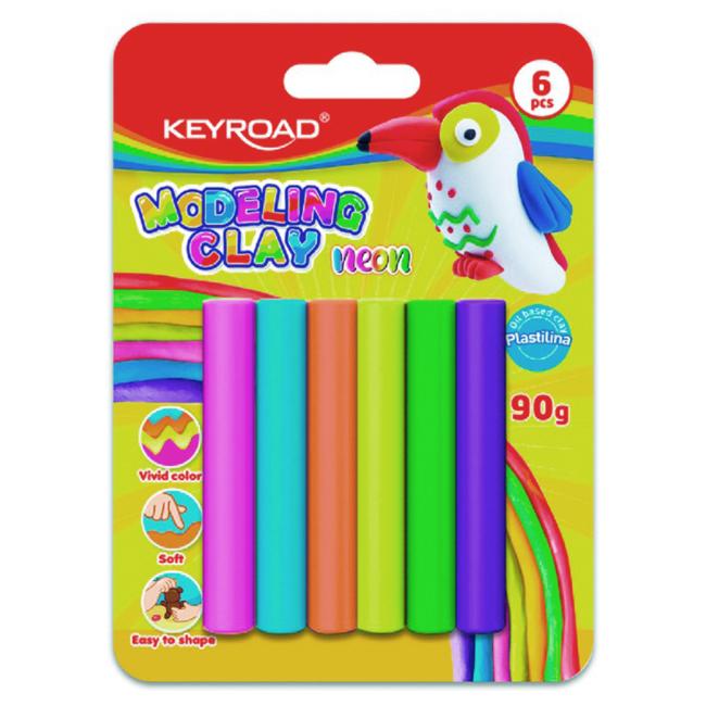 [EC972234] Plasticine KEYROAD neon, blister 6 pcs, mix of colors