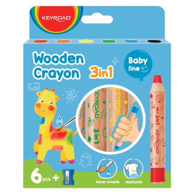 Vosk - KEYROAD akvarelové farby, 6 farieb + strúhadlo