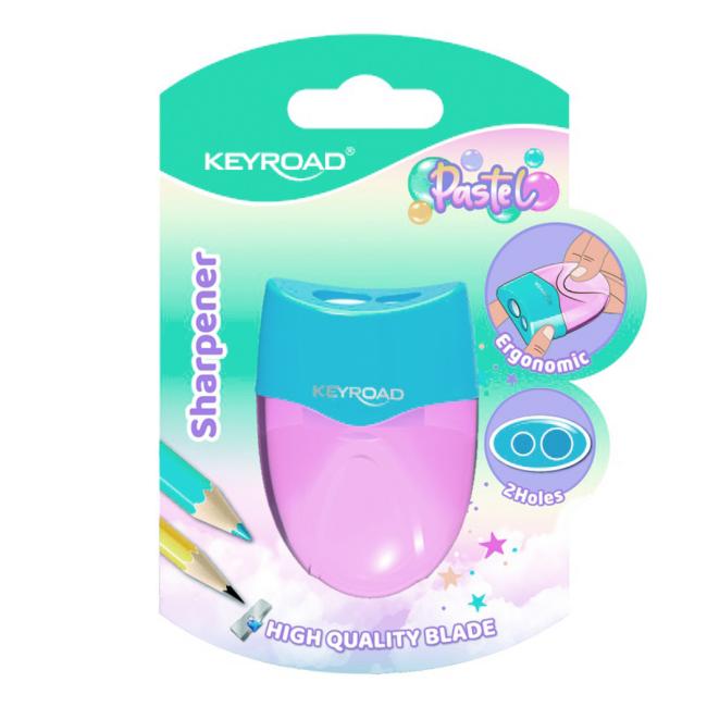 [EC972407] KEYROAD plastic grater with two holes, blister, mix of colors