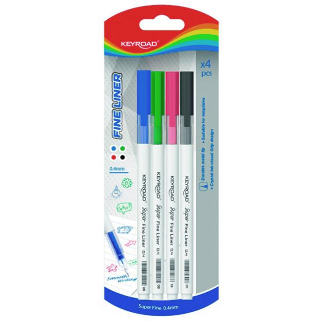 [EC972461] Liner set KEYROAD Fine 0.4 mm, blister 4 pcs, mix of colors
