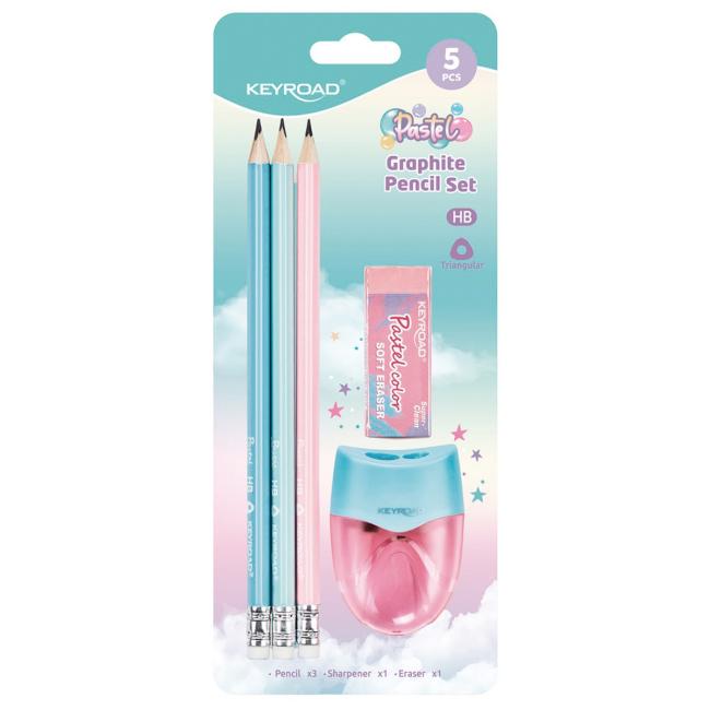 [EC972782] Sada školských potrieb KEYROAD Pastel, blister 5 ks, mix farieb