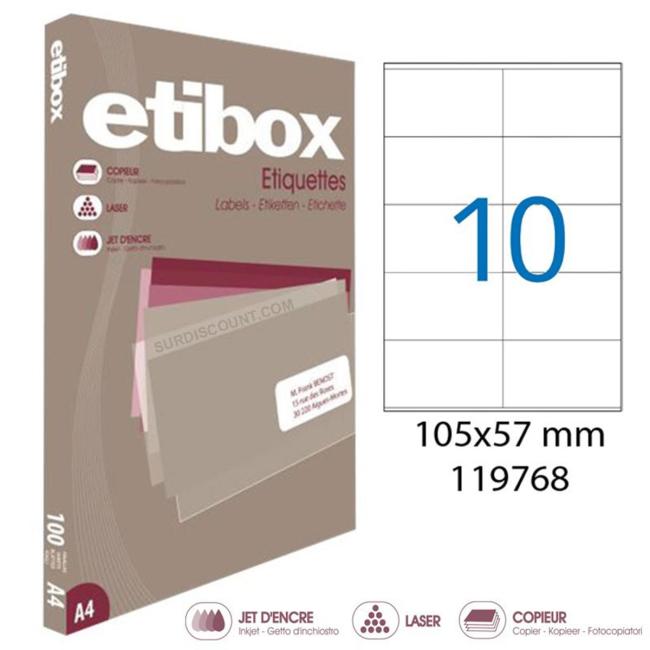 Universal labels 105x57mm Etibox A4 100 sheets