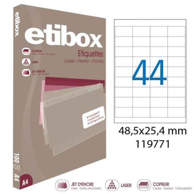 Universal labels 48.5x25.4mm Etibox A4 100 sheets