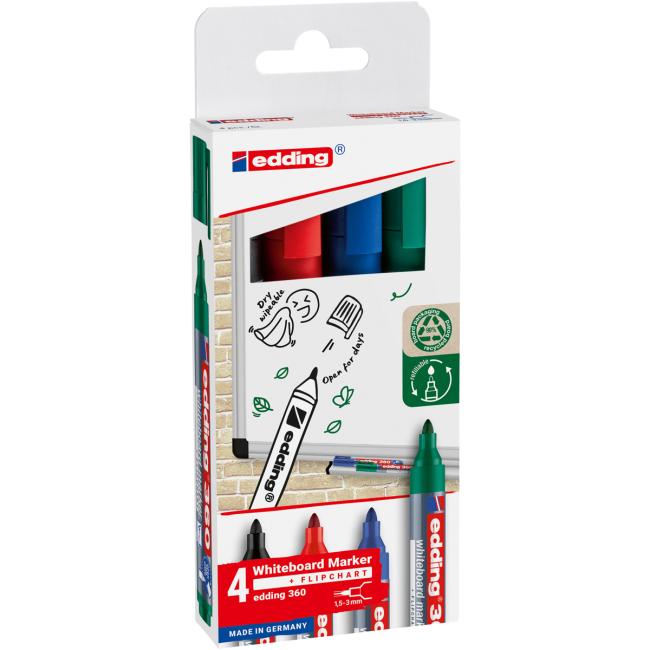 Set of edding 360/4S whiteboard markers