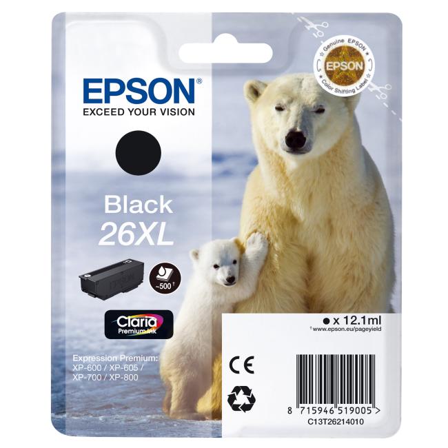Atramentová kazeta Epson C13T262140 čierna T2621 26XL pre XP-600/700 (12,2 ml)