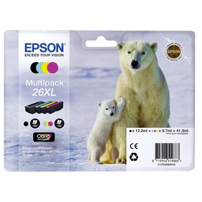 Atramentová kazeta Epson C13T263640 CMYK multipack 26XL Claria pre XP-600/700 (3x9,7/12,2ml)