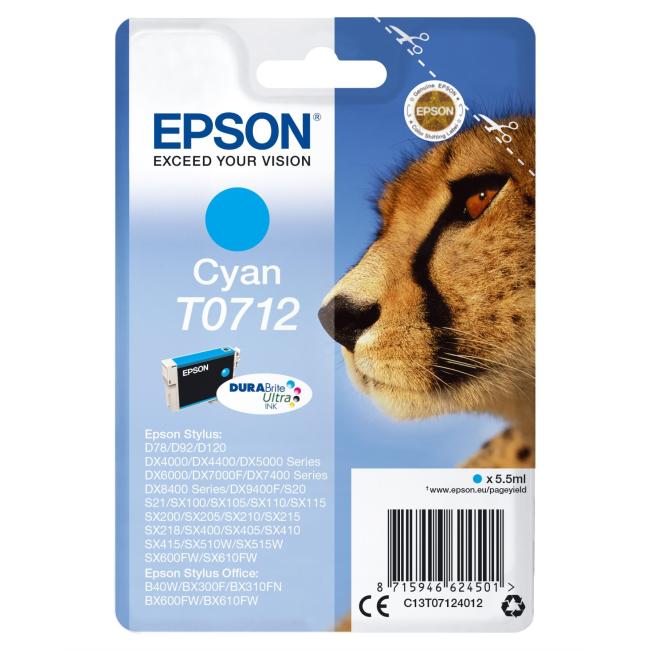 Ink cartridge Epson T07124011 cyan for D78/DX4000/4050/5000/5050/6000 (5.5 ml)