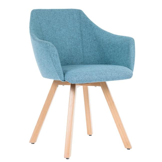[AN130010] Čalúnené kreslo Wind Wood, drevené nohy, látka VIS021 modrá