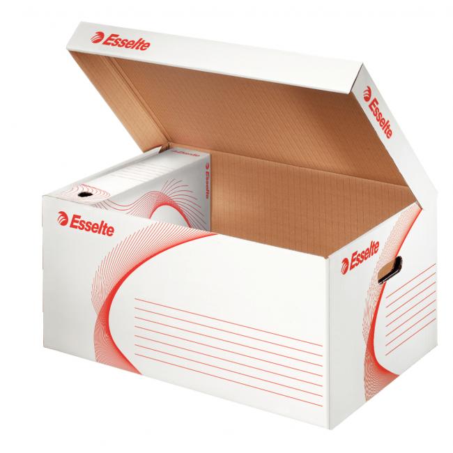 Archive box with hinged lid Esselte white/red 560x265x380 mm
