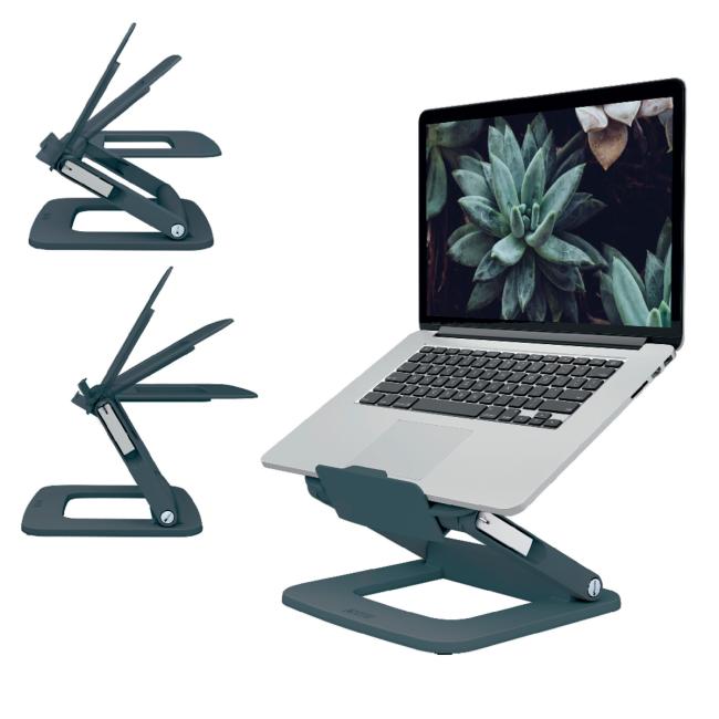 Leitz Ergo adjustable laptop stand with multiple tilt angles, velvet gray