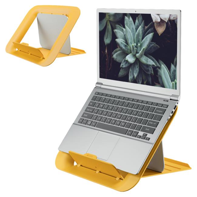 Leitz Cozy Ergo laptop stand, warm yellow