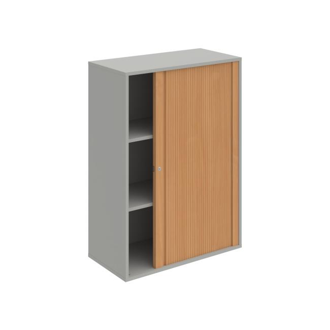 Drive shelf cabinet, 80x111x40 cm, beech/grey, lock