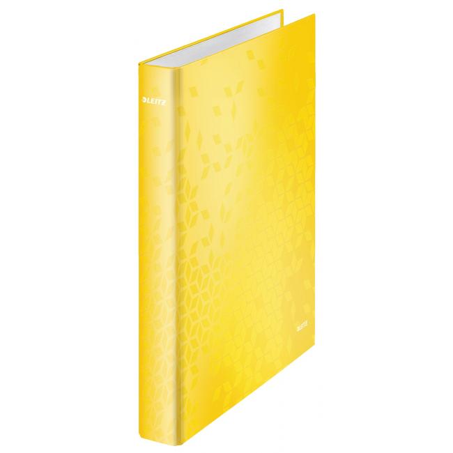 Binder 2-ring Leitz WOW laminated surface 4cm yellow