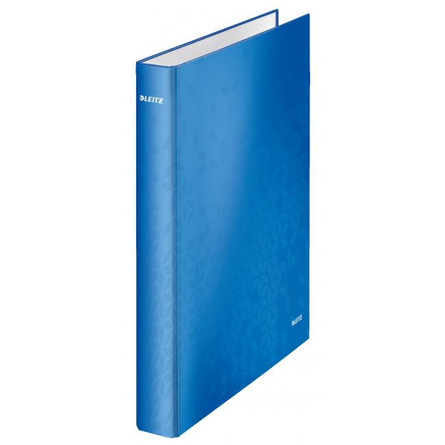 Binder 2-ring Leitz WOW laminated surface 4cm blue