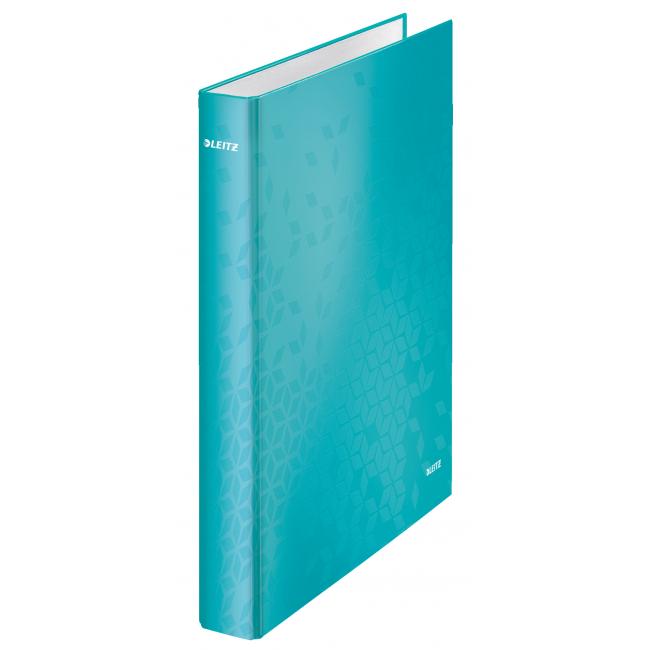 Binder 2-ring Leitz WOW laminated surface 4cm ice blue