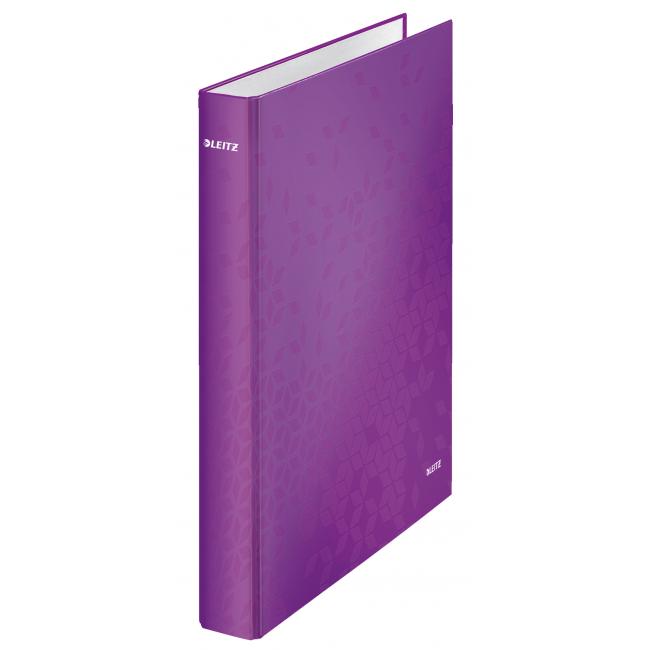 Binder 2-ring Leitz WOW laminated surface 4cm purple