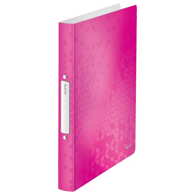 Binder 2-ring Leitz WOW all-plastic pink