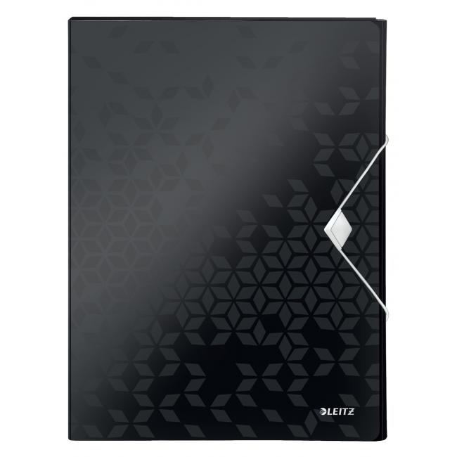 [ES462995] Plastic box with rubber band Leitz WOW black