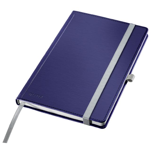 [ES485169] Lined notebook HC A5 Leitz Style hard boards titanium blue