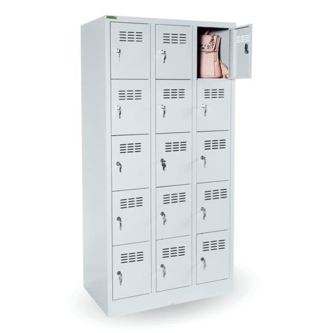 [AA000136] 15-chamber cabinet for storing valuables, lockable, H.180 x W.90 x D.50 cm, gray