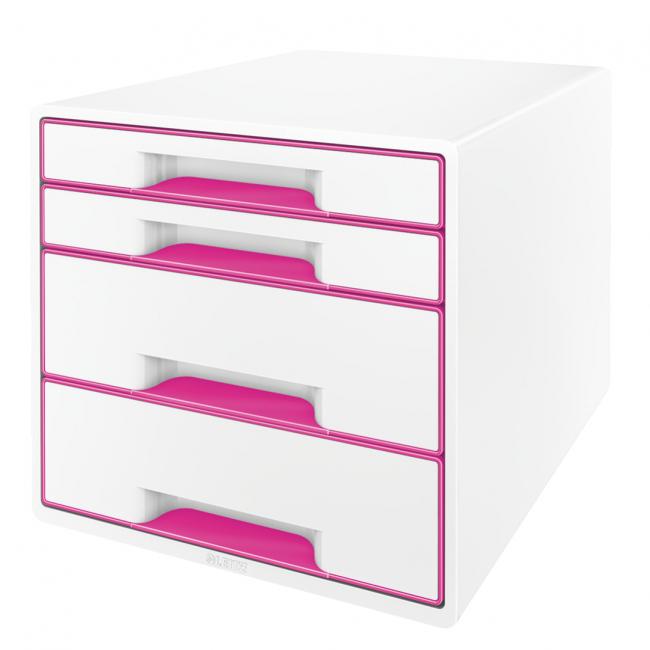 Leitz WOW drawer box with 4 drawers pink