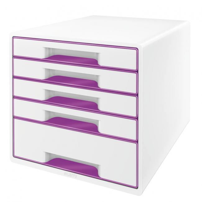Drawer box Leitz WOW with 5 drawers purple