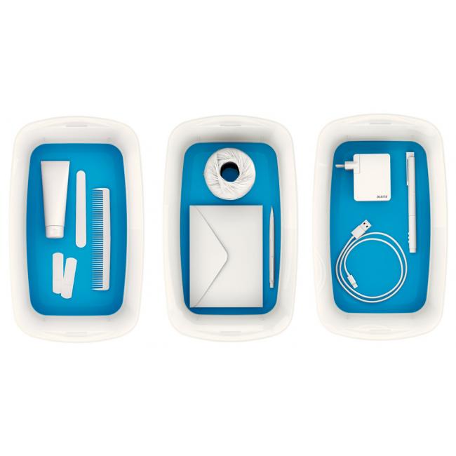 Úložný box s vekom Leitz MyBox, veľkosť S bielo/modrý