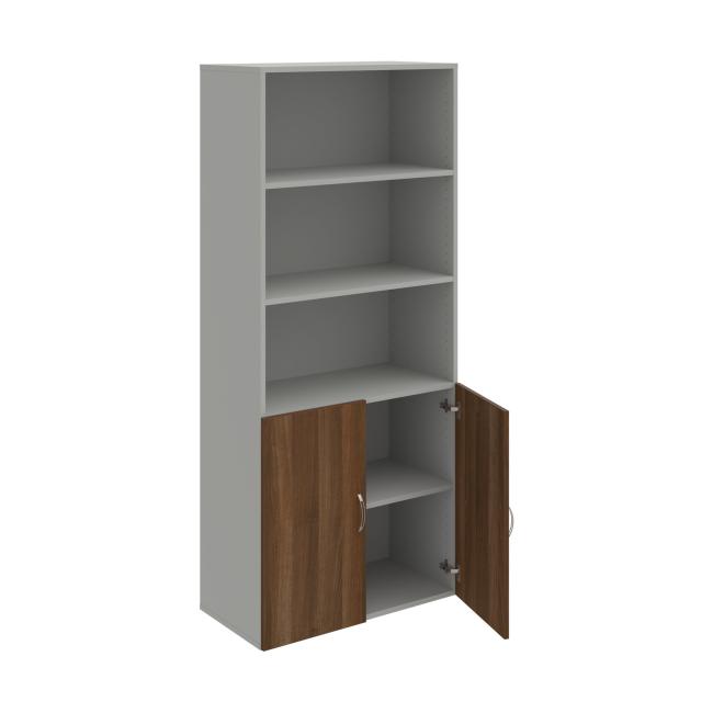 Drive shelf cabinet, 80x185x42 cm, walnut/grey